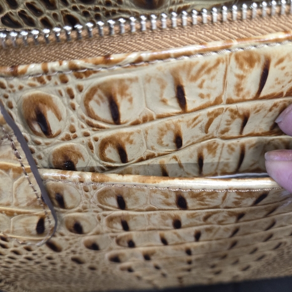 NWT Brahmin honey brown Melbourne, Crocodile-Embossed Duxbury Satchel Bag - Picture 12 of 13